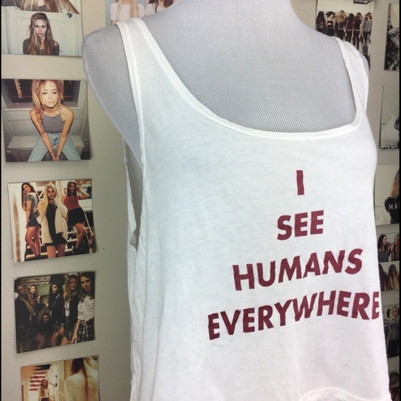 Brandy Melville "I SEE HUMANS EVERYWHERE" Tank - Picture 1 of 3